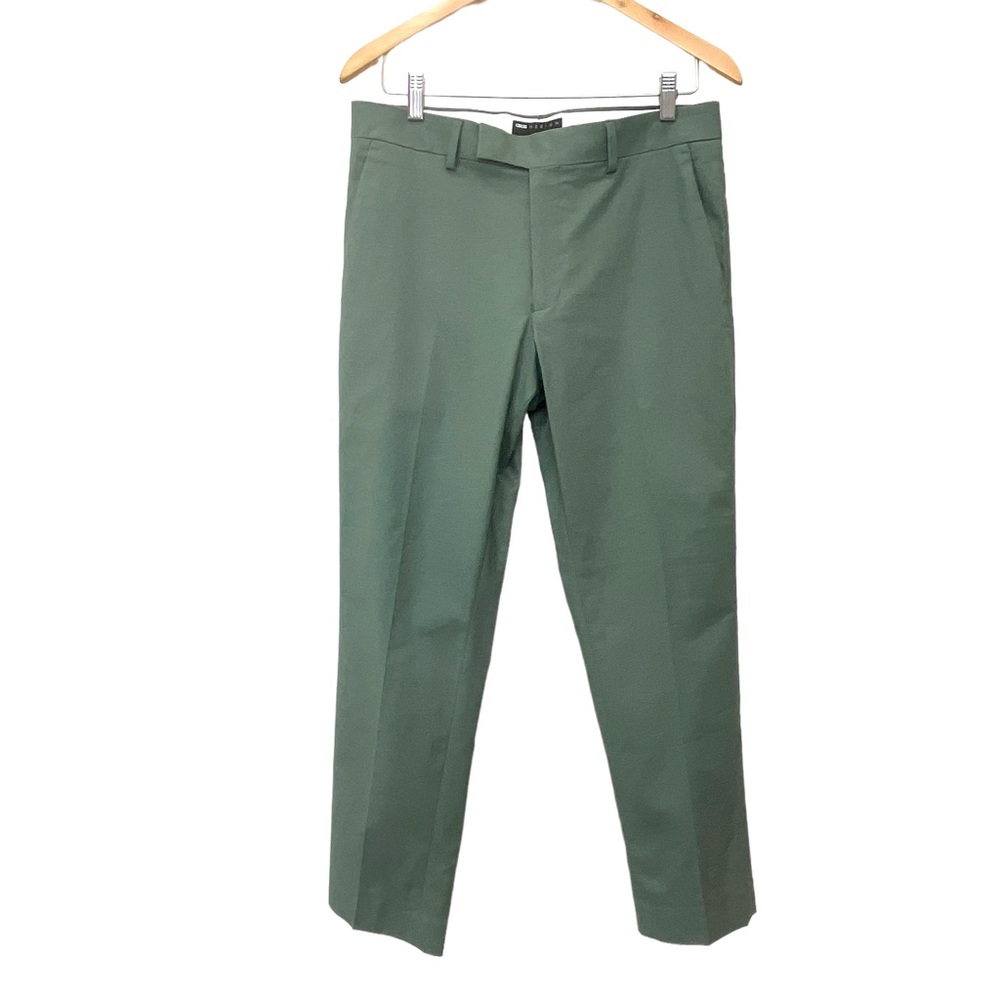 ASOS Design Linen Blend Pants Sz 32 x 30 Men’s NEW without Tags Flat Front Green
